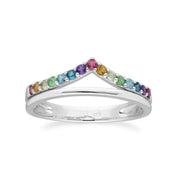 Bague V Arc-en-Ciel Argent 925