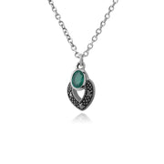 Collier Style Art Déco Argent 925 Emeraude Oval et Marcassite