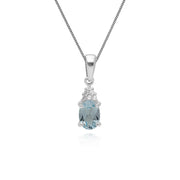 Collier Topaze, Argent Sterling Bleu Topaze Novembre Pendentif avec 45cm Chaîne