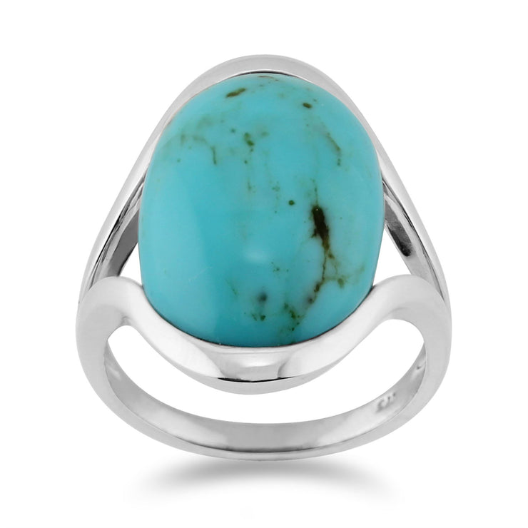 gemondo turquoise Bague, argent sterling 8.50ct Turquoise Cabochon ovale DEMI CHATON BAGUE PIERRE Unique