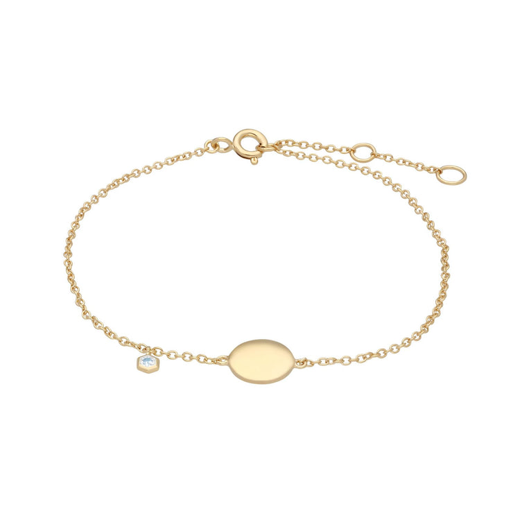Bracelet à Graver Argent 925 Plaqué Or Jaune Topaze
