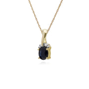 Saphir Collier, 9 CT Saphir or Jaune & Diamant Baiser Pendentif sur 45cm Chaîne