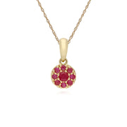 9 ct or Jaune Rubis Rond Serti Pendentif sur 45cm Chaîne