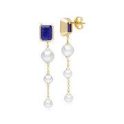 Boucles d'Oreilles Pendantes ECFEW™ 'The Unifier' Lapis Lazuli et Perles
