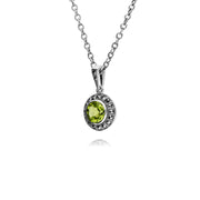 s Argent Sterling Rond Péridot et Marcassite Serti 45cm Collier