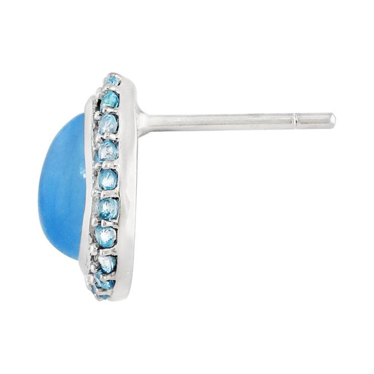 Bleu Jade 2.40ct & Topaze Bleu 0.40ct Argent Sterling Poire Grappe Boucles D'oreilles Clous