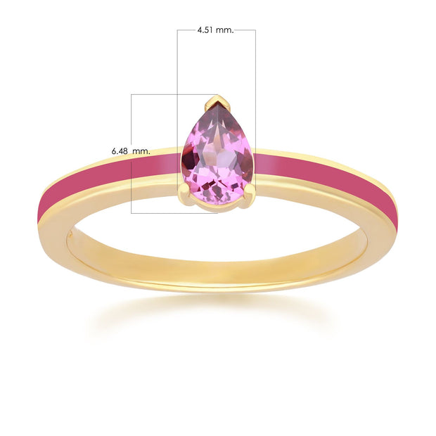 Bague Siberian Waltz  Émail Rose & Rhodolite em Argent Doré à l'Or Fin