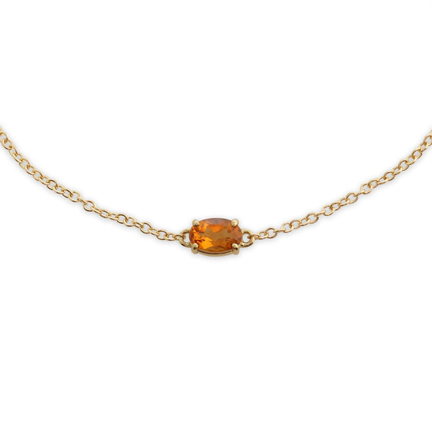 Bracelet Classique Or Jaune 375 Citrine Ovale