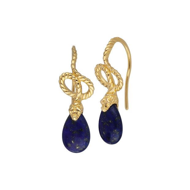 Boucles d'Oreilles Pendantes ECFEW™ Serpent avec Lapis Lazuli