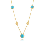 Collier Géométrique Argent 925 Plaqué Or avec Turquoise Hexagonale