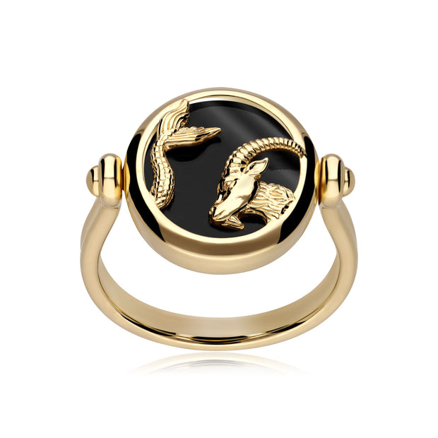 Bague Zodiaque Capricorne Onyx Noire