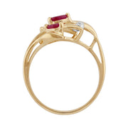 Bague Floral Or Jaune 375 Rubis et Diamant