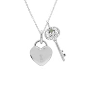 Pendentif Classique Cadenas Cœur Argent 925 et Charms Grande Clé Jade