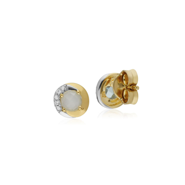 s 9 CT or Jaune Topaze Bleu et Diamant Deux Tons Boucles D'Oreilles