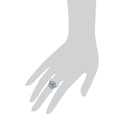 Bague Style Art Nouveau Argent 925 Topaze Bleue