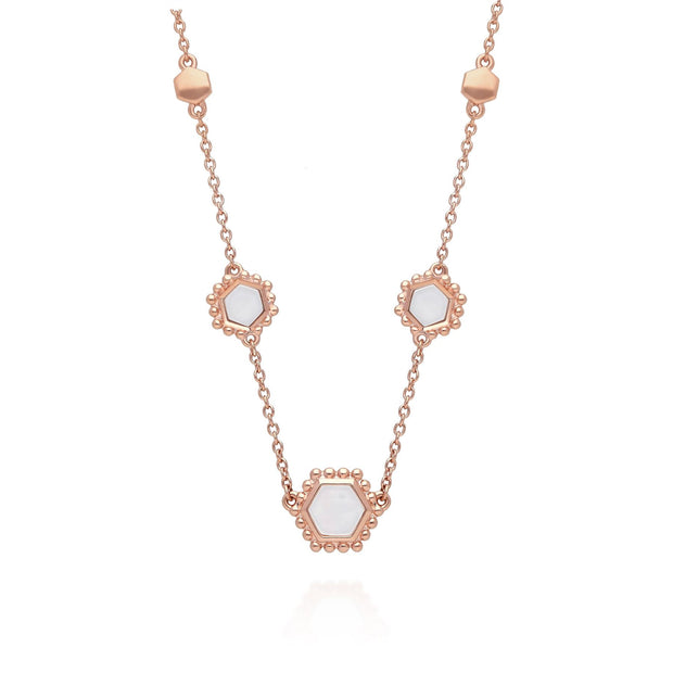 Collier Slice Argent 925 Plaqué Or Rose Nacre