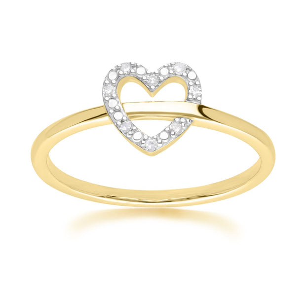 Bague Cœur Love en Or Jaune 375 en Diamant