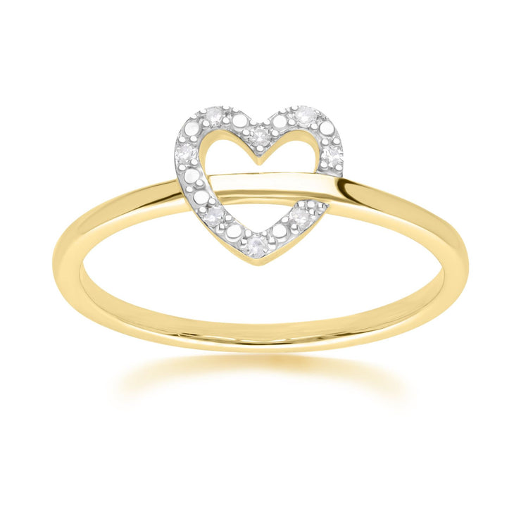 Bague Cœur Love en Or Jaune 375 en Diamant