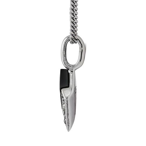 Pendentif Style Art Déco Argent 925 Onyx Ronde Noire et Marcassite