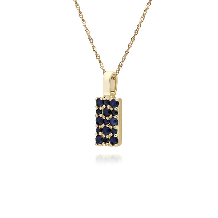 9 CT or Jaune Saphir Serti Panneau Pendentif sur 45cm Chaîne
