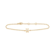 Bracelet de Diamants, 9 Ct or Jaune 0.03ct Diamant Ressort Starflower Bracelet