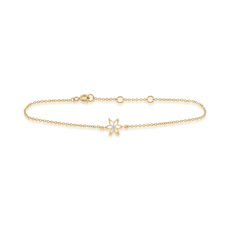 Bracelet de Diamants, 9 Ct or Jaune 0.03ct Diamant Ressort Starflower Bracelet