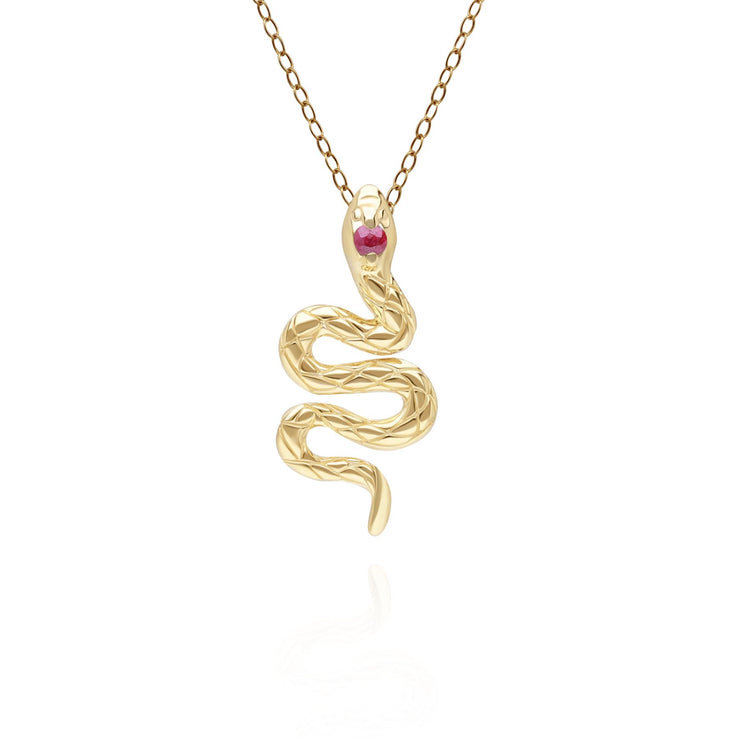 ECFEW™ Pendentif serpent Rubis en or jaune 9 carats