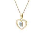 s 9 CT or Jaune Topaze Bleue Ovale Pierre Unique Coeur Pendentif sur 45cm Chaîne