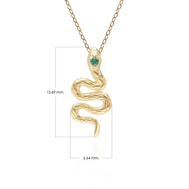 ECFEW™ Pendentif serpent Emeraude en or jaune 9 carats