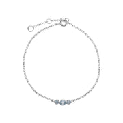 Argent Sterling Trois Pierres Topaze Bleu Rond Dégradé 19cm Bracelet