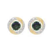 Boucles d'Oreilles Clou Topaze Mystique Classique Or Blanc 375 et Ear-Jacket Halo Diamant Or Jaune 375
