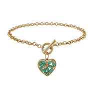 Bracelet Classique Or Jaune 375 Emeraude Charm Cœur