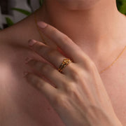 Bague Empilable Style Honeycomb Or Jaune 375 Citrine