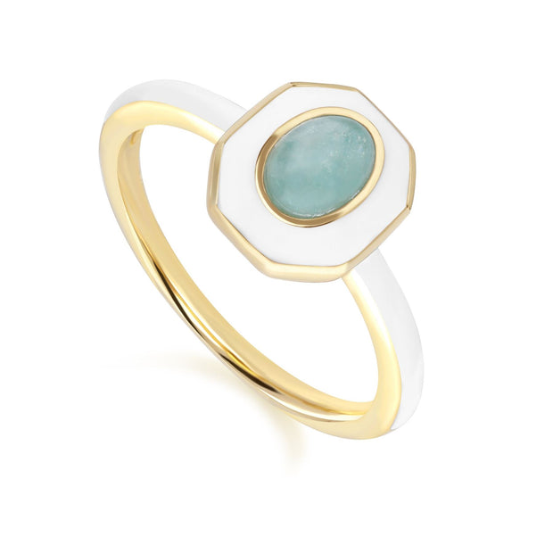 Bague Siberian Waltz avec Email Blanc & Amazonite