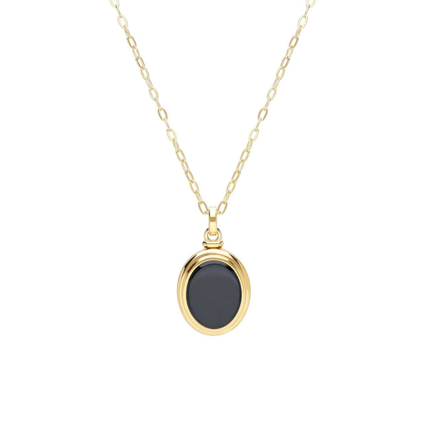 Collier Porte-Photo Bona Fide Onyx Noire Ovale