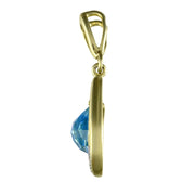 Pendentif et Boucles d'Oreilles Pendantes Style Art Nouveau Or Jaune 375 Topaze Bleue et Diamant