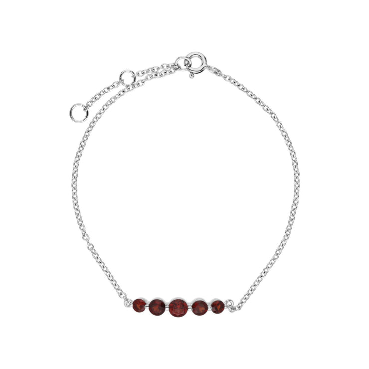 s Argent Sterling Cinq Pierre Grenade Rond Dégradé 19cm Bracelet