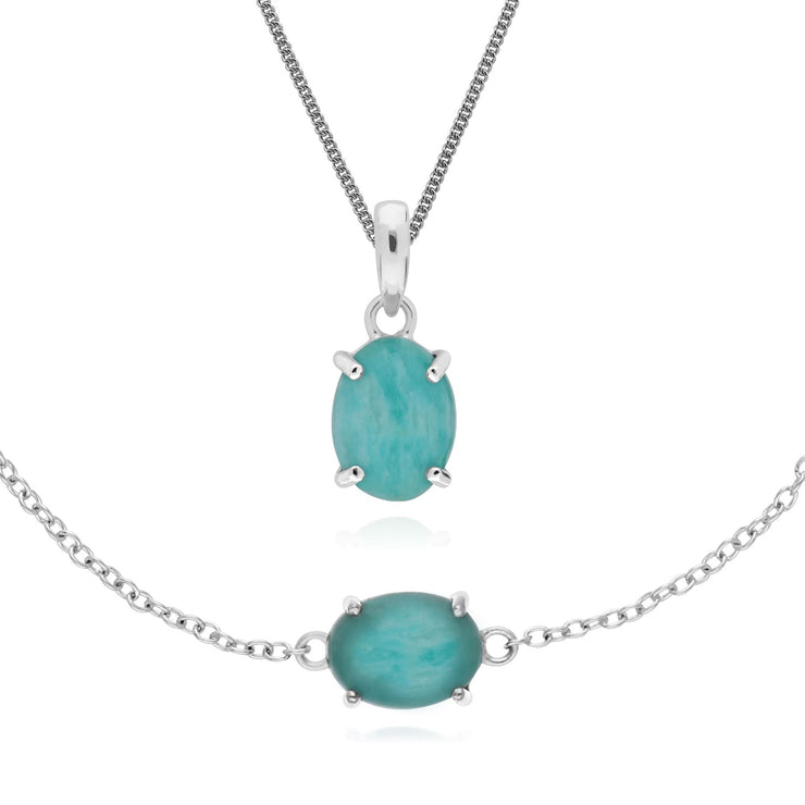 Bracelet et Pendentif Classique Argent 925 Amazonite