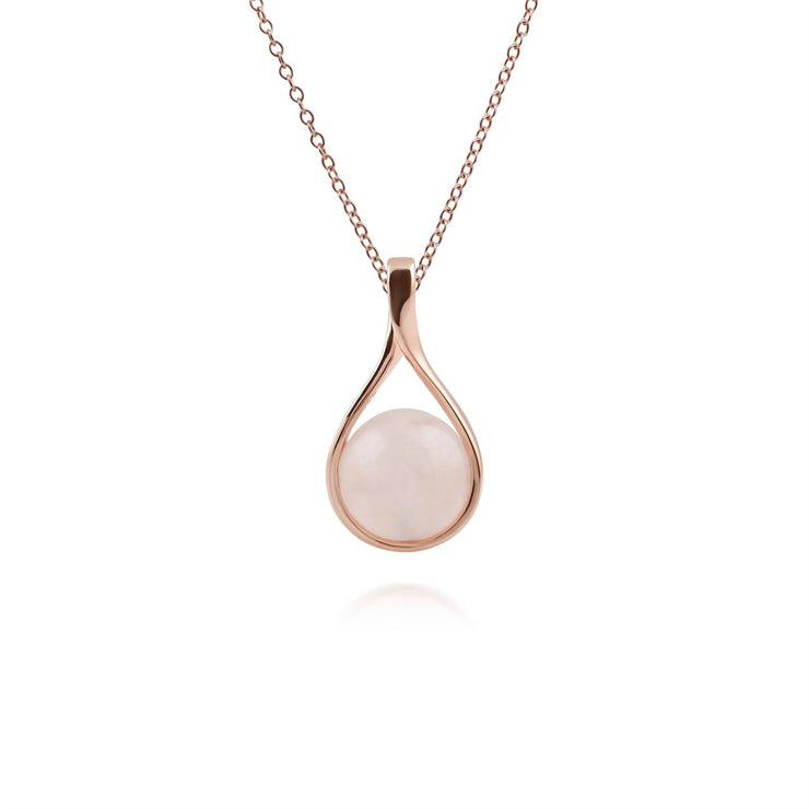 Pendentif Kosmos Argent 925 Plaqué Or Rose Quartz Rose Boule