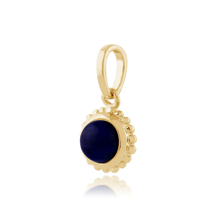 Pendentif Classique Or Jaune 375 Lapis Lazuli Rond