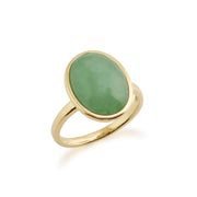 Pendentif et Bague Classique Or Jaune 375 Jade sertis Clos