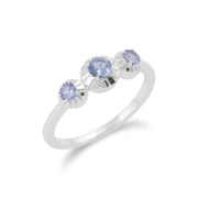 Gemondo Tanzanite Bague, 925 Sterling Silver 0.36ct Tanzanite Trois Bague Avec Pierre