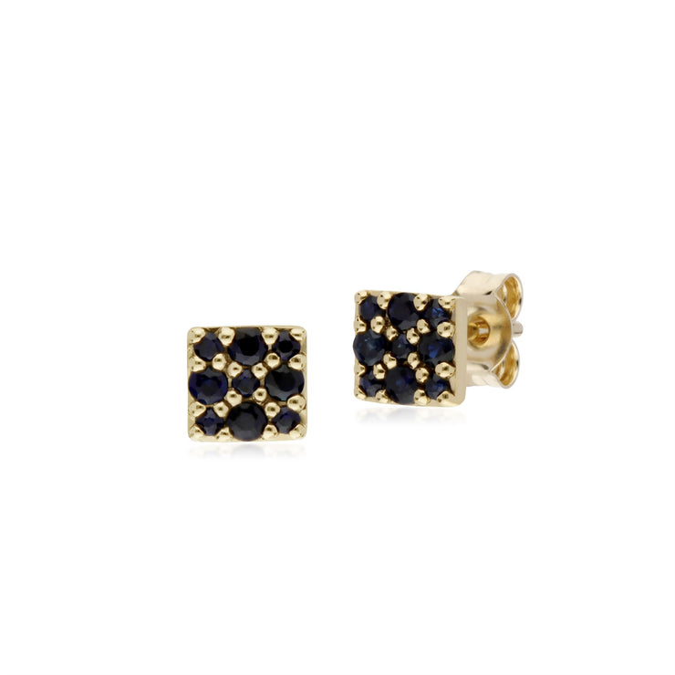 9 ct or Jaune Saphir Serti Panneau Boucles D'Oreilles