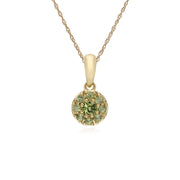 s 9 CT Péridot or Jaune Rond Serti Pendentif sur 45cm Chaîne