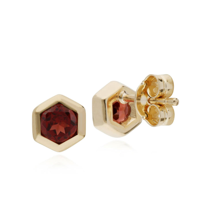 Grenade Boucles D'Oreilles, 9 CT or Jaune Grenade Hexagone Boucles D'Oreilles
