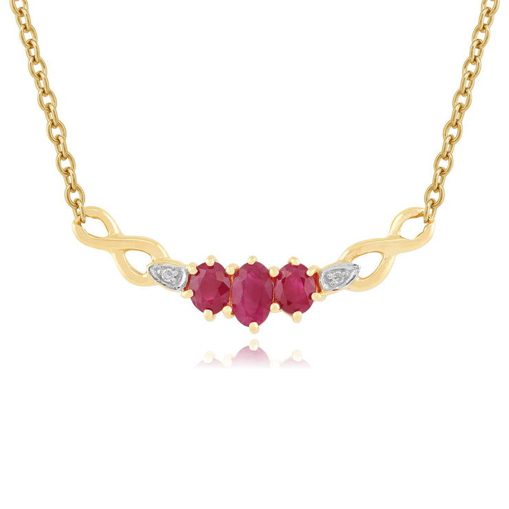 Collier Classique Or Jaune 375 Rubis Oval et Diamant