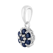 Pendentif et Boucles d'Oreilles Créoles Floral Argent 925 Saphir et Diamant