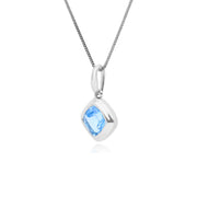 Pendentif or Blanc 375 Topaze Bleue Coussin