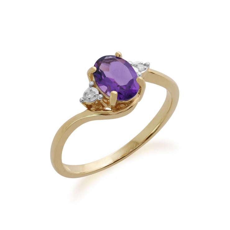 Gemondo 9ct Yellow Gold 0.71ct Amethyst & Diamond Ring