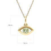 ECFEW™ Pendentif Evil Eye Délicat Péridot en Or Jaune 375